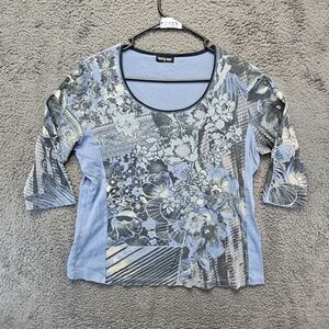 Vanilla Sugar Top Women 1x Floral Blue 3/4 Sleeve‎ Western